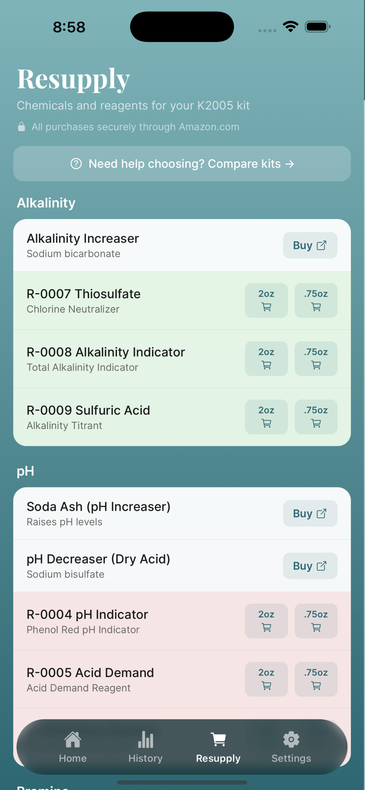 TubTest resupply and reagent ordering